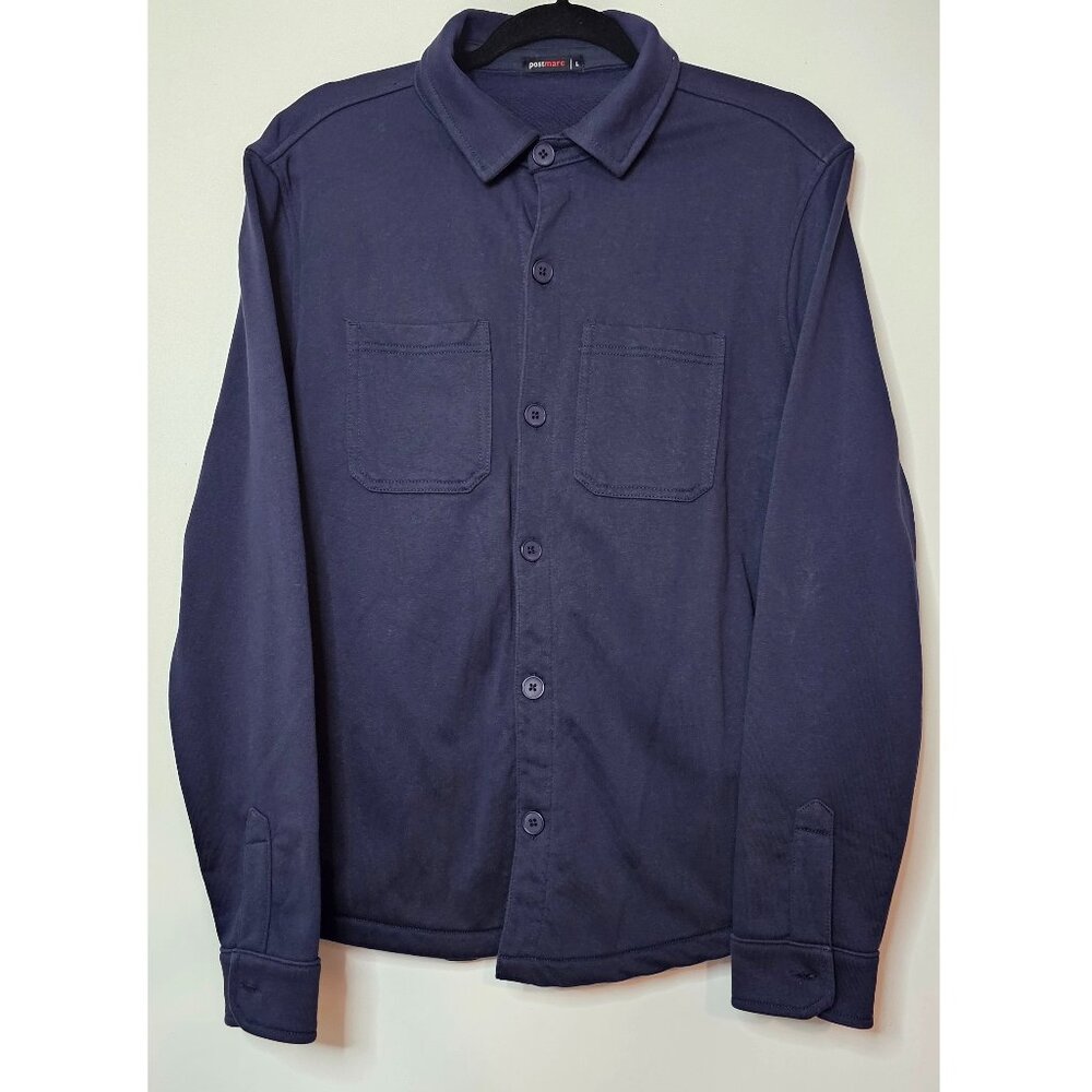 Postmarc French Terry Thick Sweatshirt-like Shirt Shacket Overshirt Jacket Navy